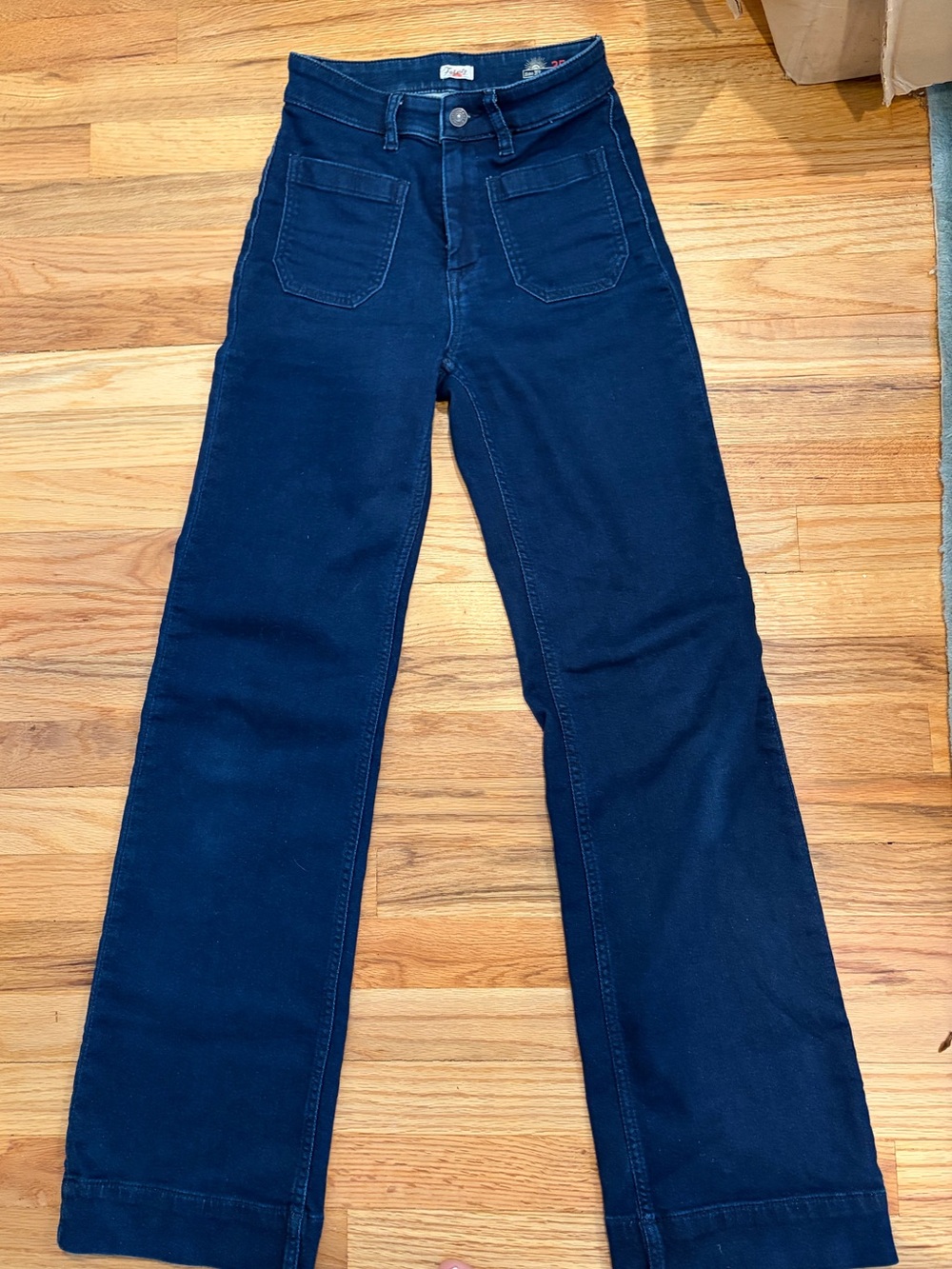 Faherty High Rise Wide Leg Patch Pocket Jeans Dark Wash Size 25